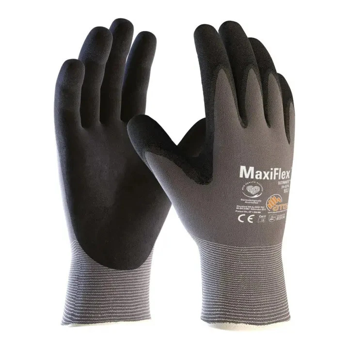ATG Handschuhe Montage Arbeitshandschuhe MaxiFlex Größe 9 grau schwarz 12 Paar
