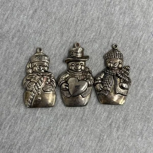 Gorham Plateado Muñecos de Nieve Adornos de Navidad - Juego de 3 - Imagen 1 de 7