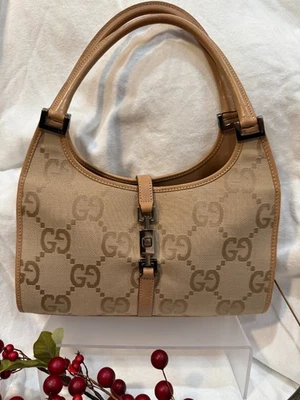 Authentic Gucci GG Canvas Jackie canvas x leather One shoulder bag Beige x Tan - Image 1 of 4