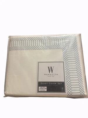 Nuevo 3 piezas Juego de edredón Wamsutta Waterbury bordado completo/queen azul celeste NUEVO Foto 1 de 4