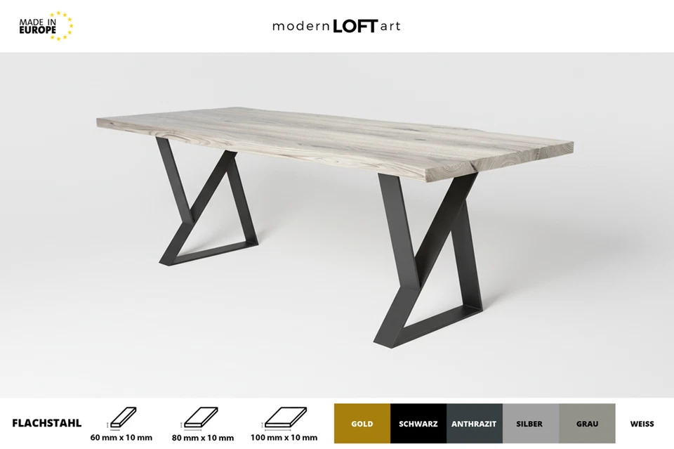 2x TISCHBEINE TISCHGESTELL TISCHKUFEN METALL STAHL TISCHFÜßE INDUSTRIAL TISCH M - Bild 1 von 4