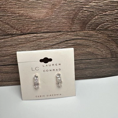 Aretes perforados Lauren Conrad LC circonita cúbica circonita cúbica tono oro rosa Foto 1 de 4