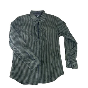 Apt 9- Long Sleeve Pinstripe black green cotton button down- men’s Medium - Picture 1 of 9