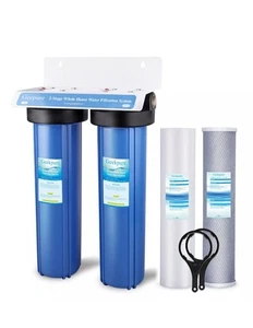 Geekpure 2 Stage Whole House Water Filter System 1" Port 4.5" x 20" w/ PP Carbon - Picture 1 of 11