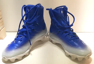 Under Armour Mens Highlight High Top Football Cleat, Royal Blue/White, Sz 4 NIB - Picture 1 of 9
