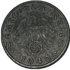 Five Reichspfennig Coin Zinc NAZI Germany WWII Dated 1940