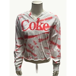 Coca Cola Tie Dye Long Sleeve Cropped Lightweight Sweatshirt Size L - Picture 1 of 7