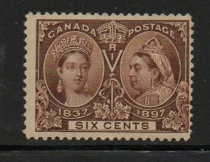 Canadá Sc 55 1897 6 c amarillo marrón Victoria Jubilee sello como nuevo - Imagen 1 de 1