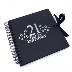 21st Birthday Black Scrapbook, Guest Book Or Photo album With Silver Script - Picture 1 of 3