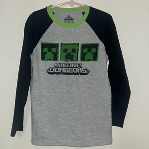 Minecraft Dungeons Sequin Color Block Long Sleeve Tee Boys Size 5/6 - Picture 1 of 6