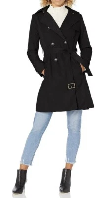 Gabardina impermeable negra mediana Cole Haan para mujer Foto 1 de 4