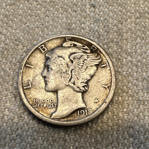 1918 Mercury Dime Nice Cover