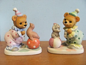 NEW IN BOX HOME INTERIORS HOMCO CLOWN BEARS WITH SEAL AND DOG 4.5" FIGURINES - Picture 1 of 4