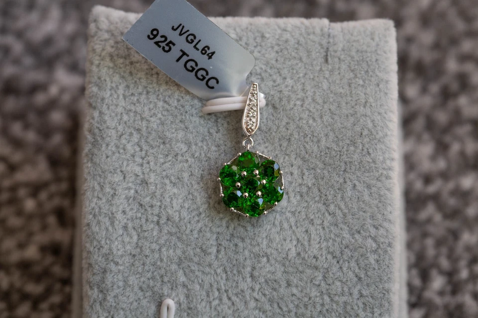 Chrome Diopside & White Topaz Sterling Silver Pendant only - Image 1 of 1