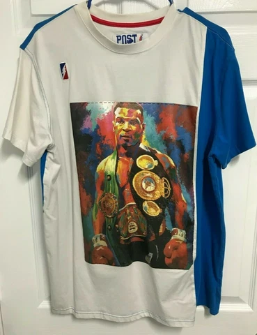 MIKE "Iron" TYSON Men Display All Champion Belts Graphic T-Shirt XL Post Game Cover