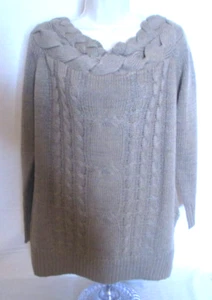 Acogedor Suéter Informal Para Mujer M/L Beige Tejido Cuello - Imagen 1 de 6