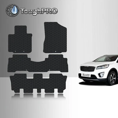 Напольные коврики ToughPRO + 3-й ряд черные для KIA Sorento всепогодные 2014-2015 - Изображение 1 из 4