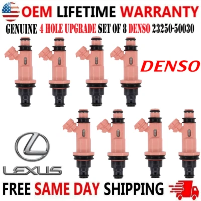 GENUINE 4 Hole Upgrade DENSO x8 Fuel Injectors for 1998-2010 Lexus 4.0L V8 4.3L - Image 1 of 4
