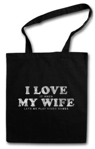 I LOVE MY WIFE STOFFTASCHE EINKAUFSTASCHE Fun Gamer Gaming Admin computer Games - Picture 1 of 1