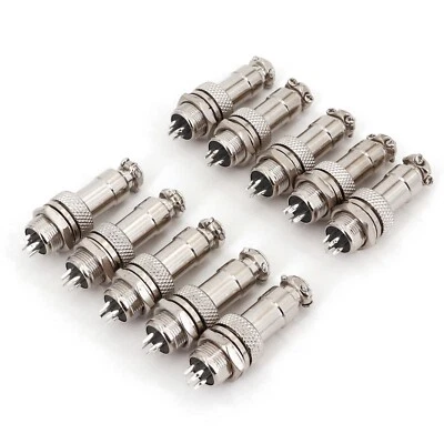 10Sets GX12 Male and Female 4-Pin 12mm Panel Mount Metal Cable Plug Connector - Image 1 of 4
