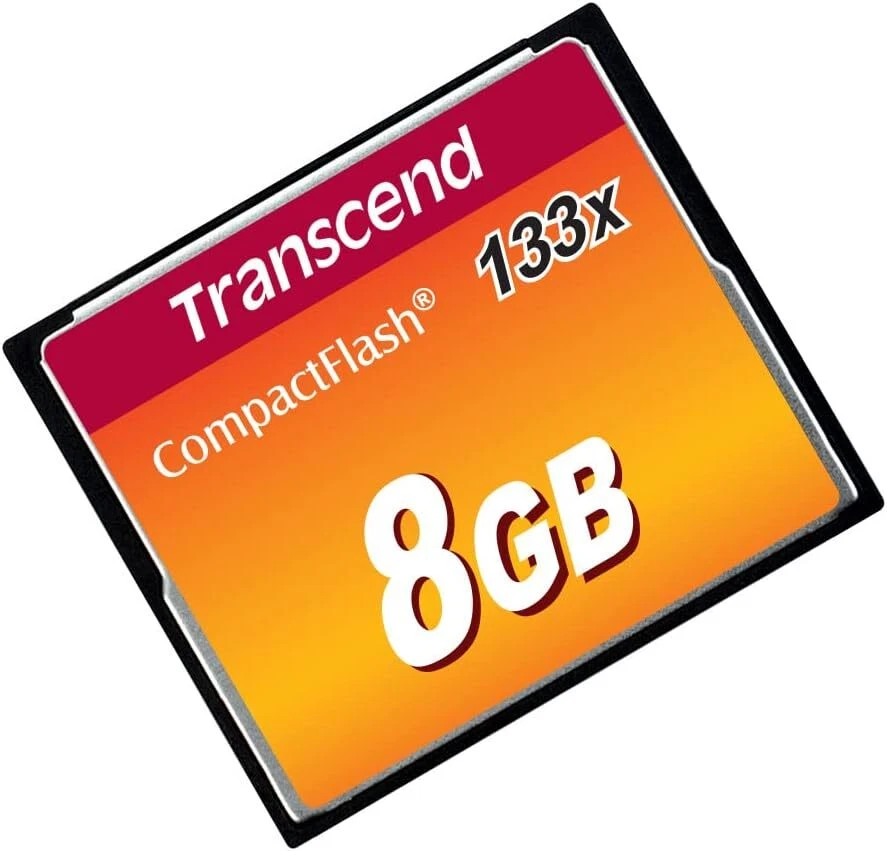 Transcend 8GB CompactFlash Memory Card CF 133x Speed - to 50/20 MB/s (TS8GCF133) - Image 1 of 1
