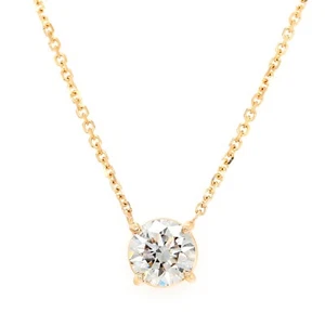 Lab Grown Diamond Solitaire Necklace D-E SI1 14K Yellow Gold 1.08cttw - Picture 1 of 1
