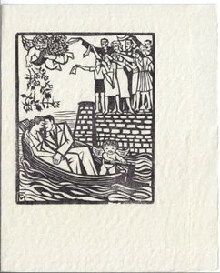 CONRAD FELIXMÜLLER: Vermählungsanzeige für Titus Felixmüller und Brigitte, 1951 - Bild 1 von 1