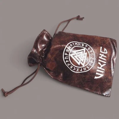 LOTE DE 10 PIEZAS BOLSAS DE REGALO VIKINGOS marrón joyería dados bolsa adivinación runas nórdico rúnica 7Z Foto 1 de 4