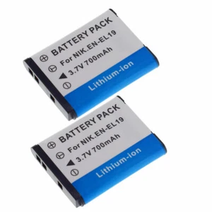 TWO EN-EL19 ENEL19 Battery for Nikon Coolpix Cameras 3.7v, 700mAh - Picture 1 of 8