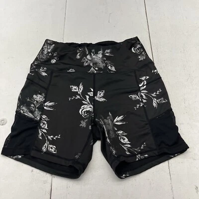 Pantalones cortos de motociclista Refuge negros con estampado floral de malla lateral para mujer talla grande  Foto 1 de 4