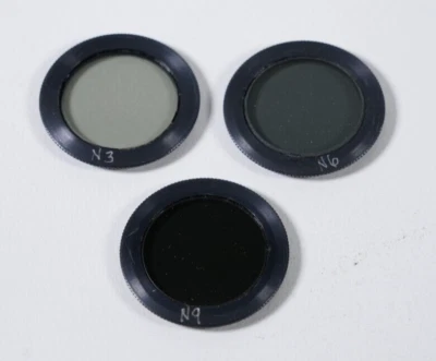 (3) 30mm Circular ND0.3, ND0.6, ND0.9 Neutral Density Camera Filters with cases - Image 1 of 2