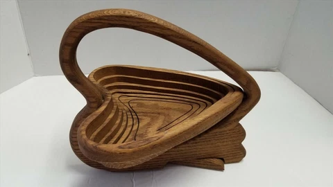 Crafted Wooden Collapsible Heart Shaped Fruit Bowl Cover