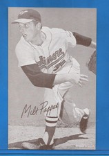 1962 EXHIBIT STAT BACK BASEBALL CARD (EX-MT) # 29 MILT PAPPAS - BALT. ORIOLES