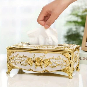 Caja de pañuelos vintage cubierta almacenamiento papel servilletero soporte para baño o sala de estar - Imagen 1 de 8