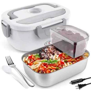 110V/12V Electric Heating Lunch Box Heater Stainless Steel Car Food Container US - Picture 1 of 12