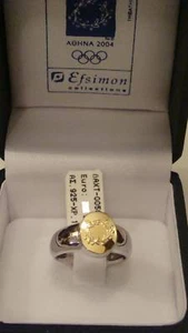 ANILLO DE PLATA Y ORO DE ATENAS 2004 PIEZA DE COLECCIONISTA - Imagen 1 de 3