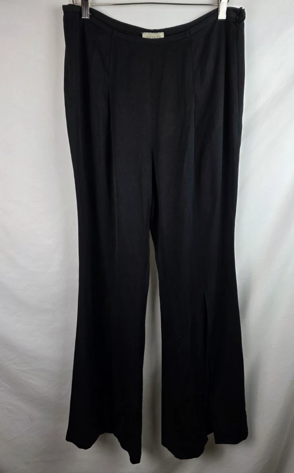 Женские винтажные брюки Mondi размер 46 черные расклешенные спереди с разрезом 32 x 31 - Изображение 1 из 4