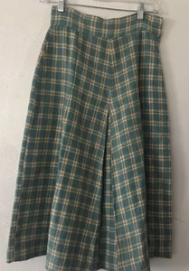 VINTAGE Wolle Karo Faltenrock Gr. Small USA Karriere Preppy Tartan - Bild 1 von 6
