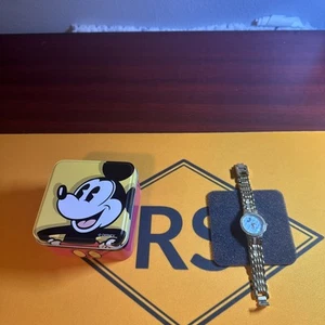 RARE VINTAGE Disney Retired Silhouette Mickey Mouse Watch w/ tin Needs Batt - Picture 1 of 8