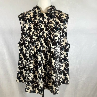 Nordstrom слоновой кости черное вино и синий цветочный макет шеи верхний размер 2 X - Изображение 1 из 4