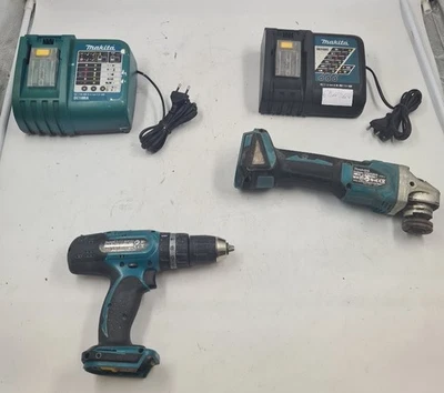 LOT OF 4 Makita Cordless Power Tools - BHP453, DGA504, 2 Chargers, Used - Image 1 of 4