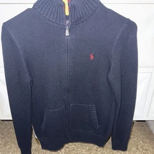 Polo Ralph Lauren Full-Zip Knit Sweater with Logo Kid Size Médium 10-12 - Picture 1 of 16