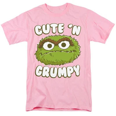 Sesame Street Cute N Grumpy Mens T Shirt Pink Officially Licensed - Image 1 of 2
