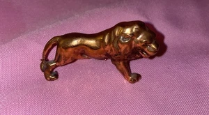 Unica statuina vintage in rame miniatura leone africano gatto arte pesante - Foto 1 di 6