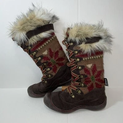 Muk Luks Fuzzy Knit Mid Calf Boots Gwen Thinsulate Tall Cozy  Womens Size 7 - Image 1 of 4