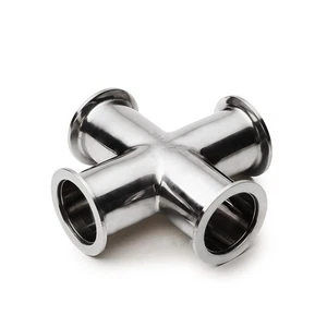 KF10 KF16 KF25 KF40 KF50 Vacuum Sanitary Fitting Cross 4 Ways SUS304 Stainless _ - Imagen 1 de 4