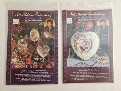 Judith Baker Montano Silk Ribbon Embroidery Brooches + Heart Frame Lot 2 - Image 1 of 4