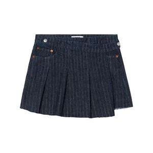 Neu mit Etikett RE/DONE Indigo Nadelstreifen Denim Tennis Wickelrock - Größe 24 (fällt größer aus) - Bild 1 von 16