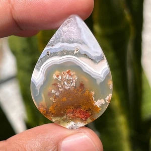 33.25 Ct Scenic Moss Agate Orbicular Cabochon 37x26x4 mm High Quality Moss Agate - Picture 1 of 3