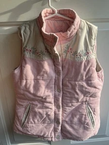 Y2K 2000s Limited Too Girls Corduroy Floral Embroidered Reversible Vest Sz M/12 - Picture 1 of 7